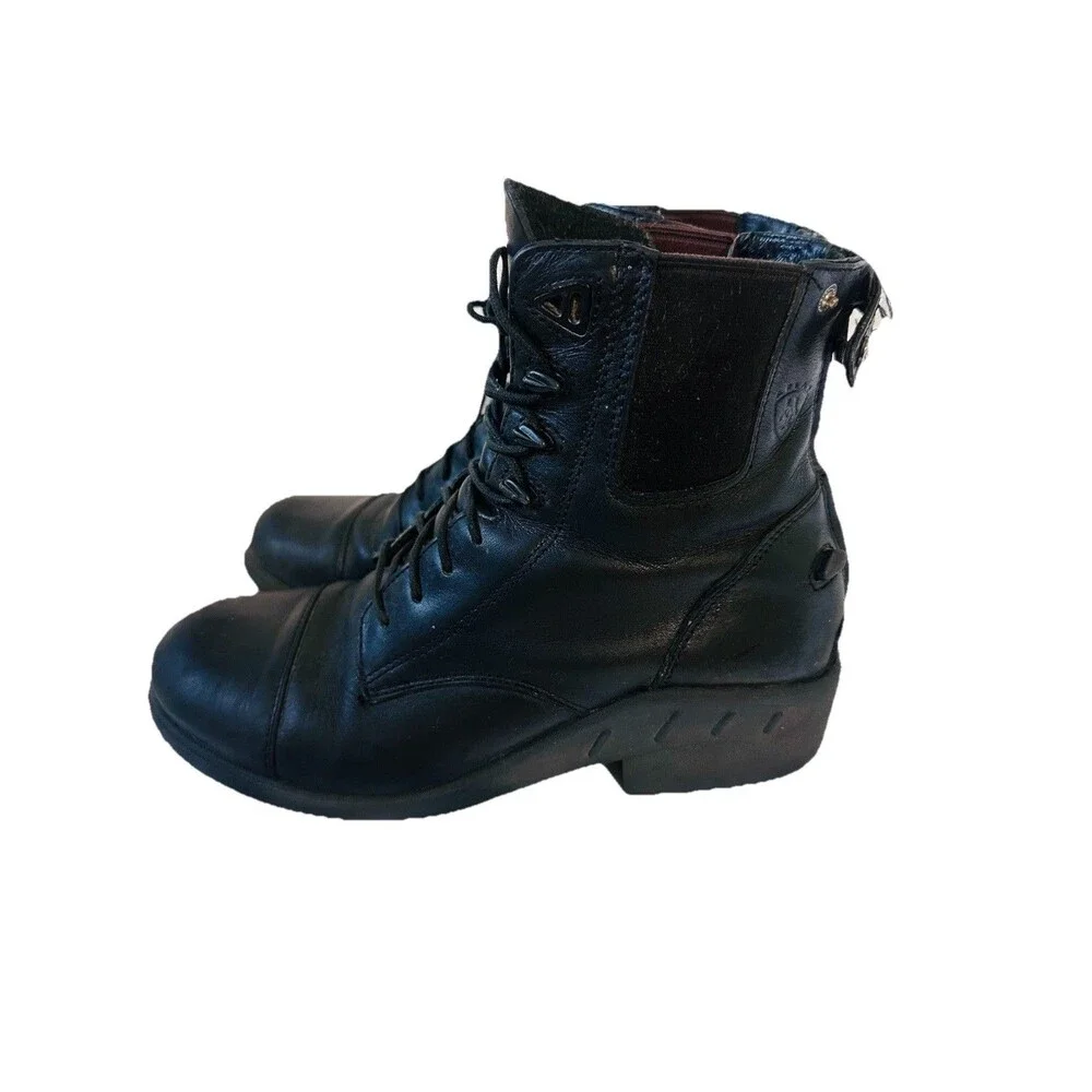 Ariat Boots Womens 8.5 B Black Heritage IV Paddock Ridding Boots Combat Leather - Picture 3 of 16